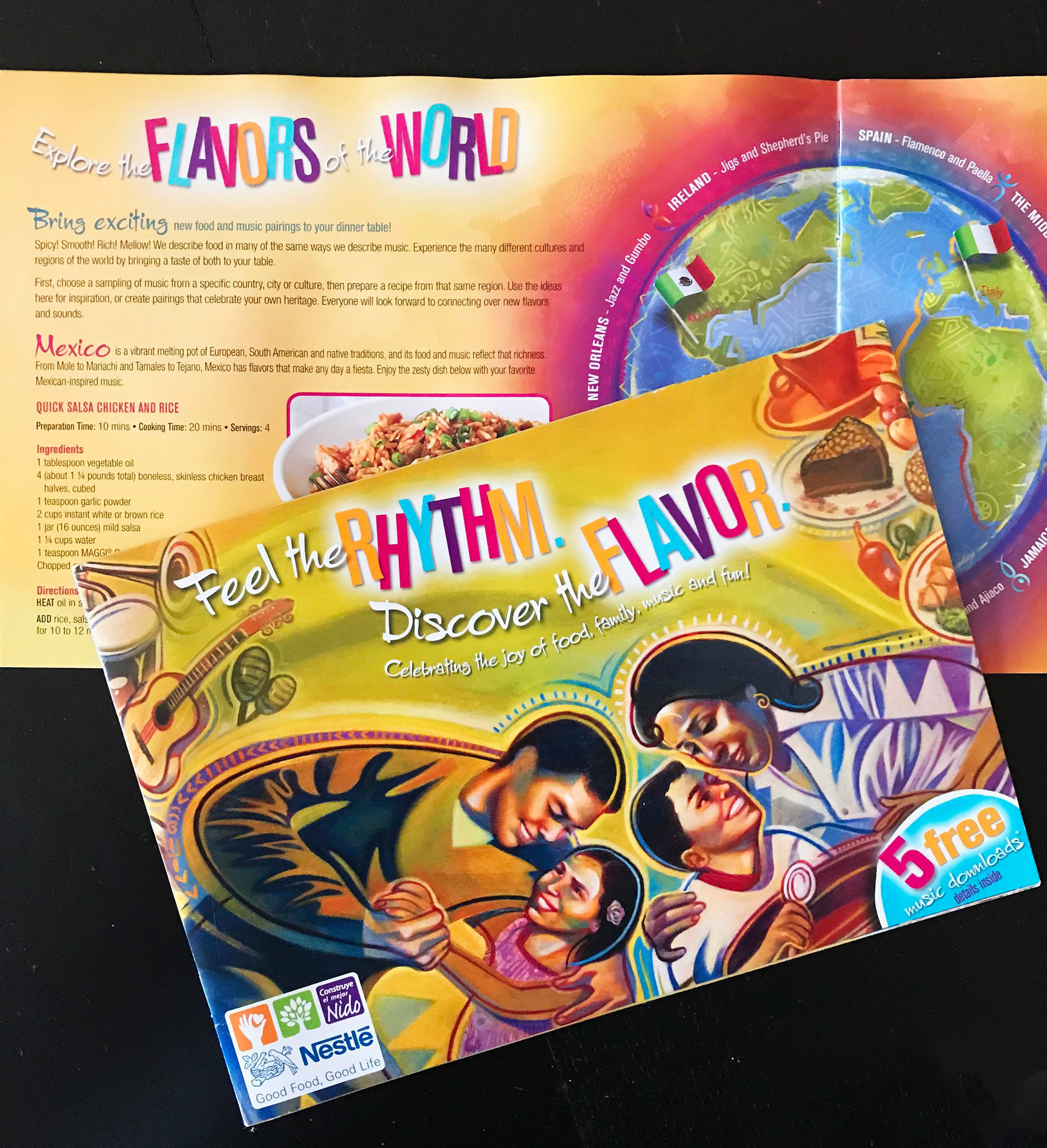 Different food and music from around the world