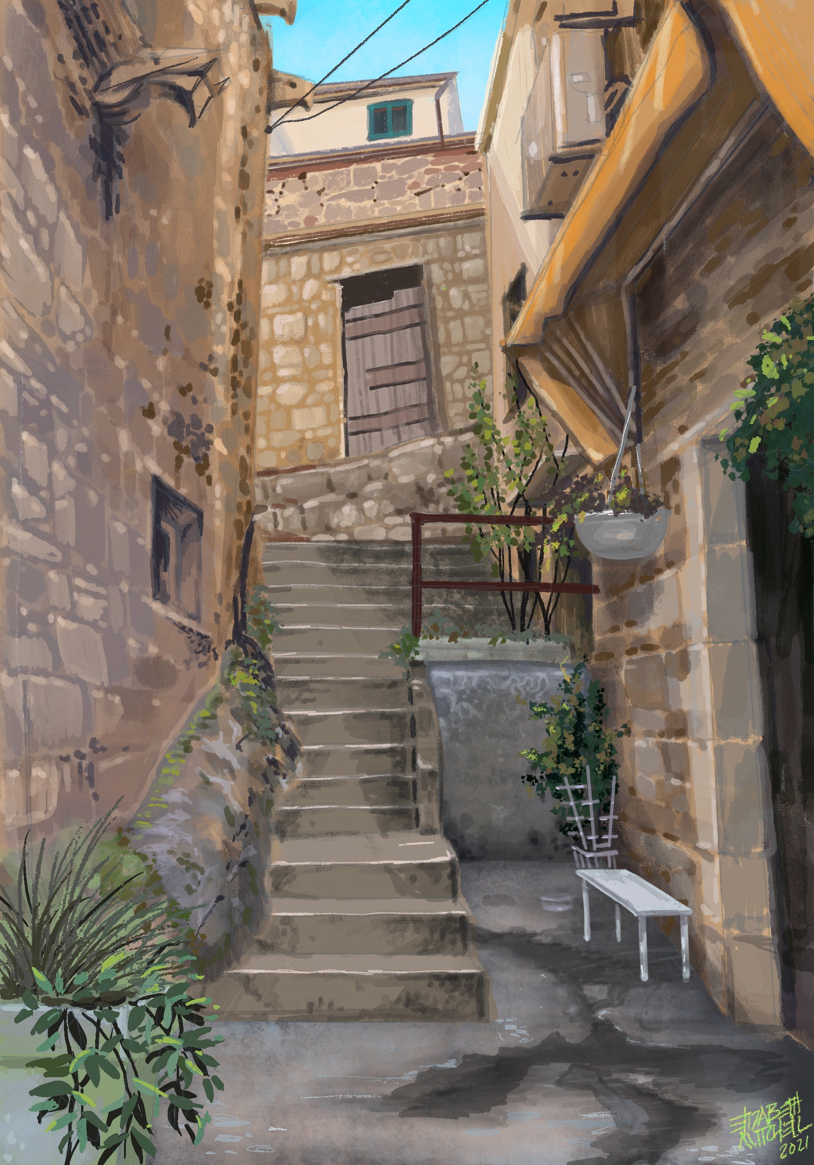 An alley stair in Croatia.