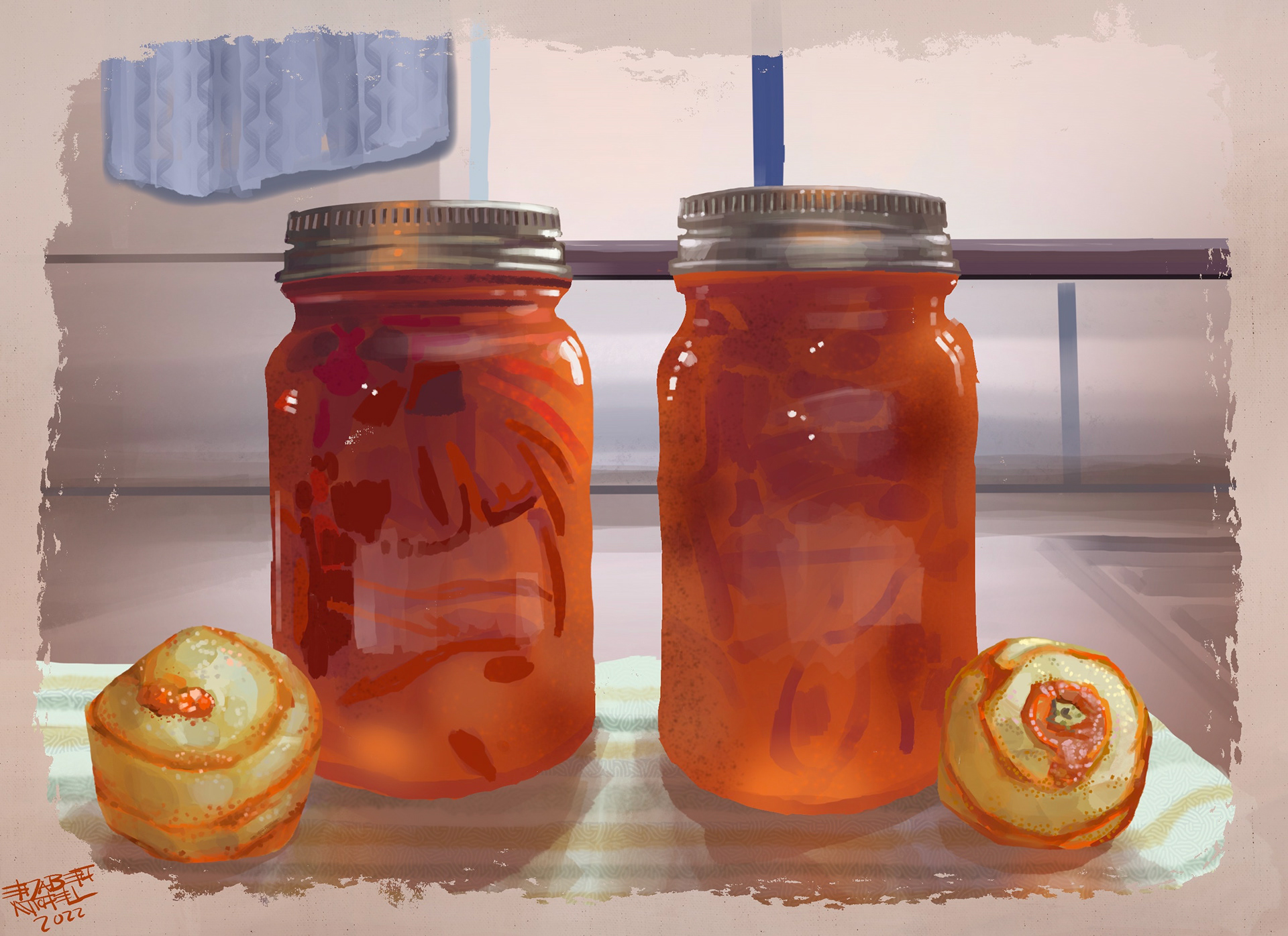 Seasonal orange marmalade preserves.