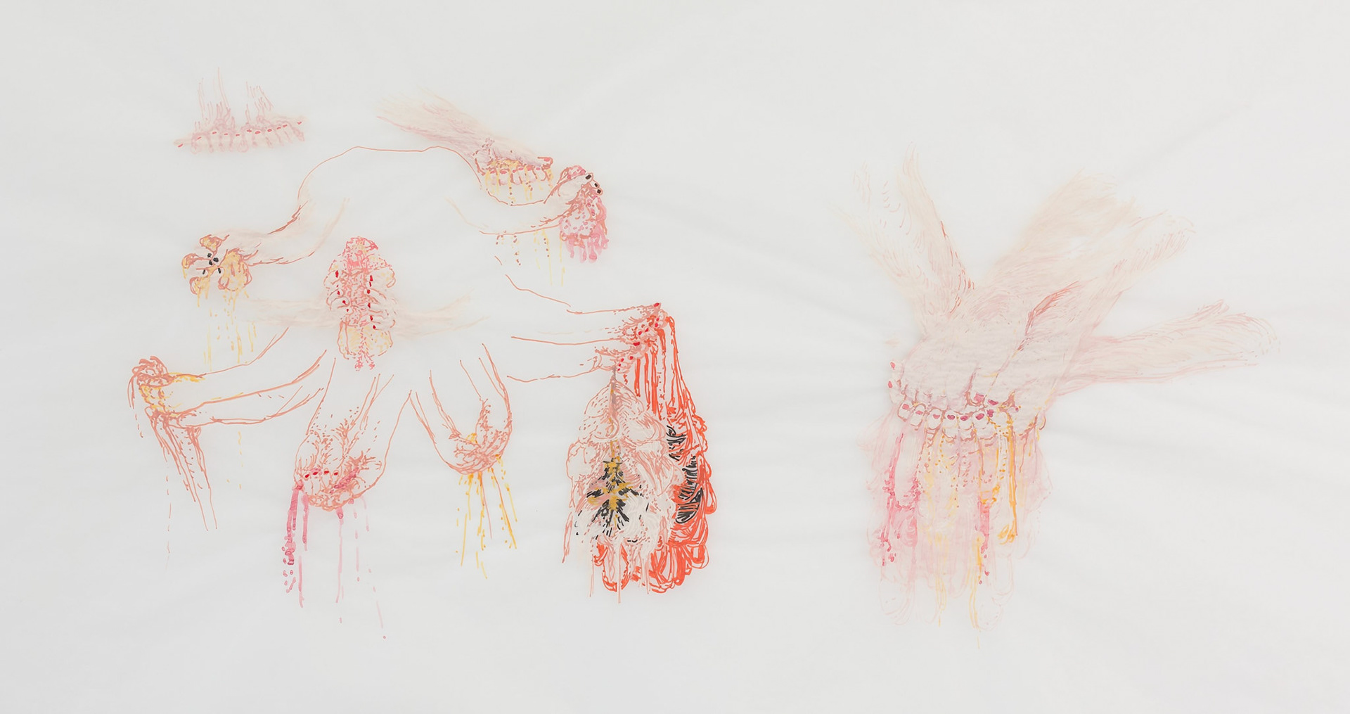 Acrylic pen on tracing paper. 60 x 40 cm