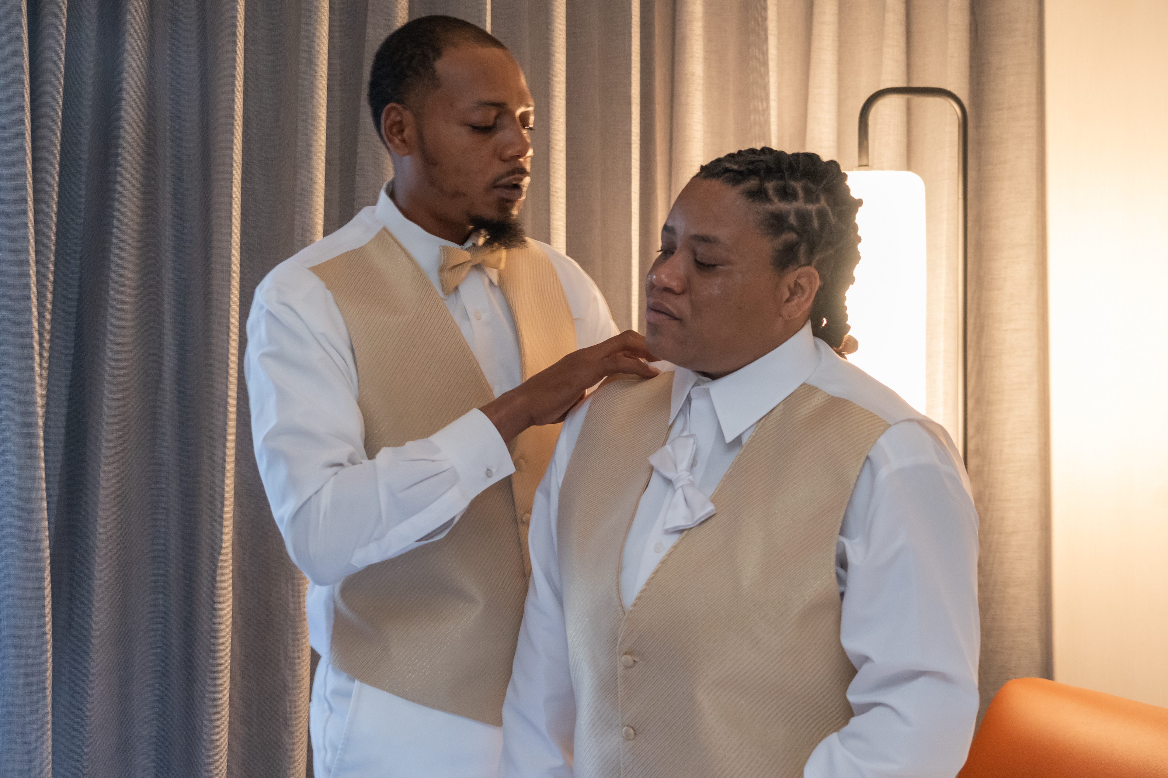 Groom getting ready.