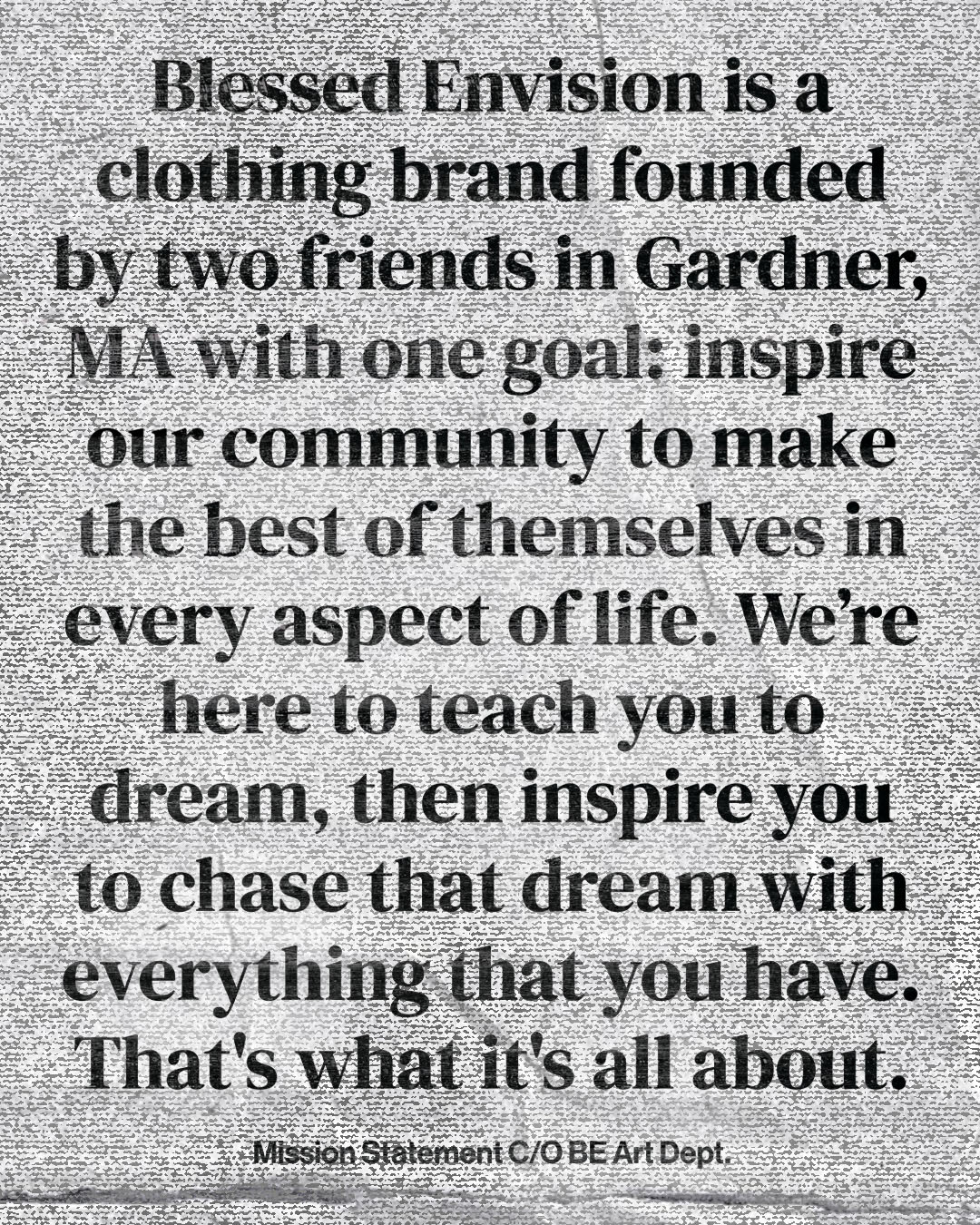 "Mission Statement" graphic for Blessed Envision