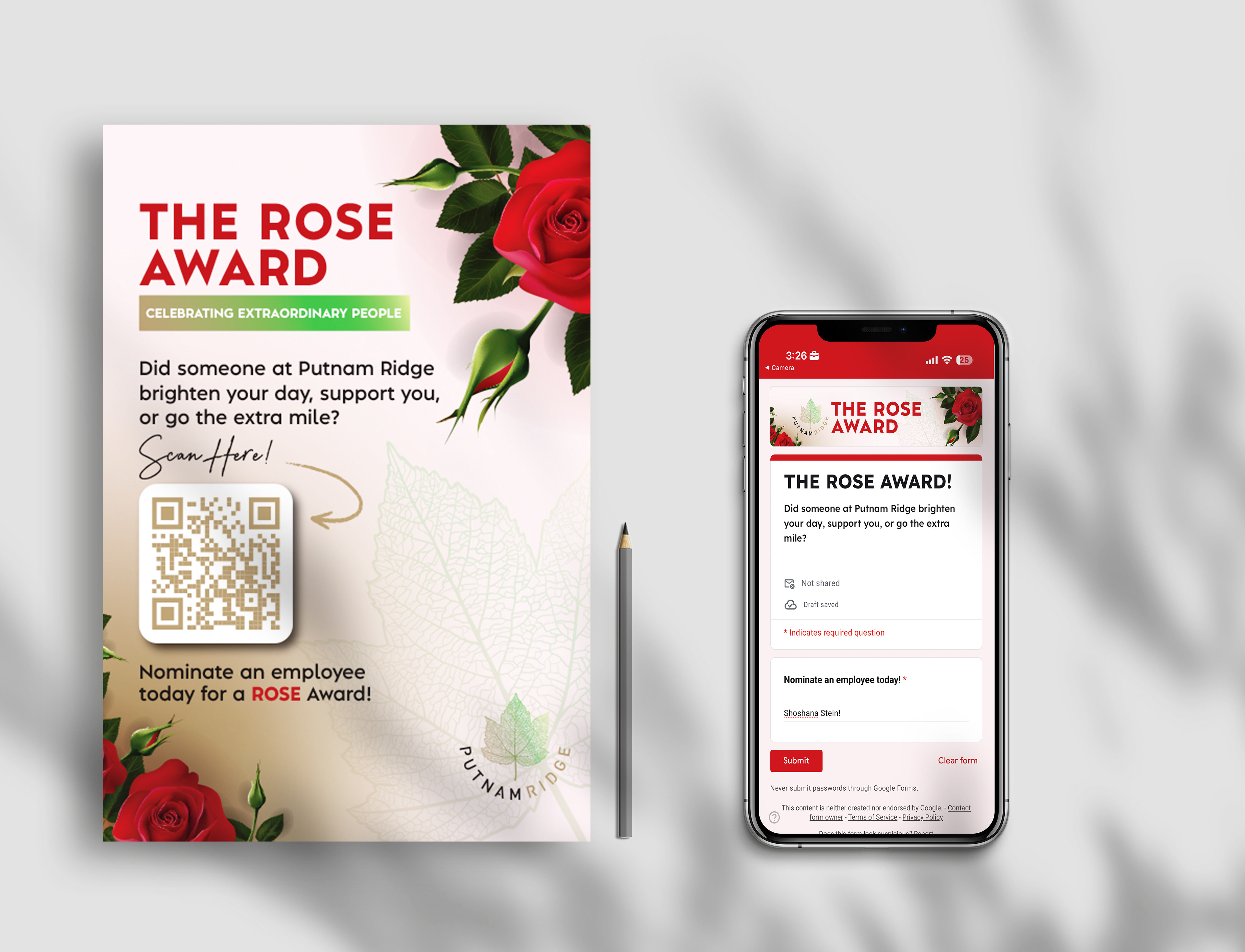Putnam Ridge - The Rose Award Flyer & Google Form (2025)