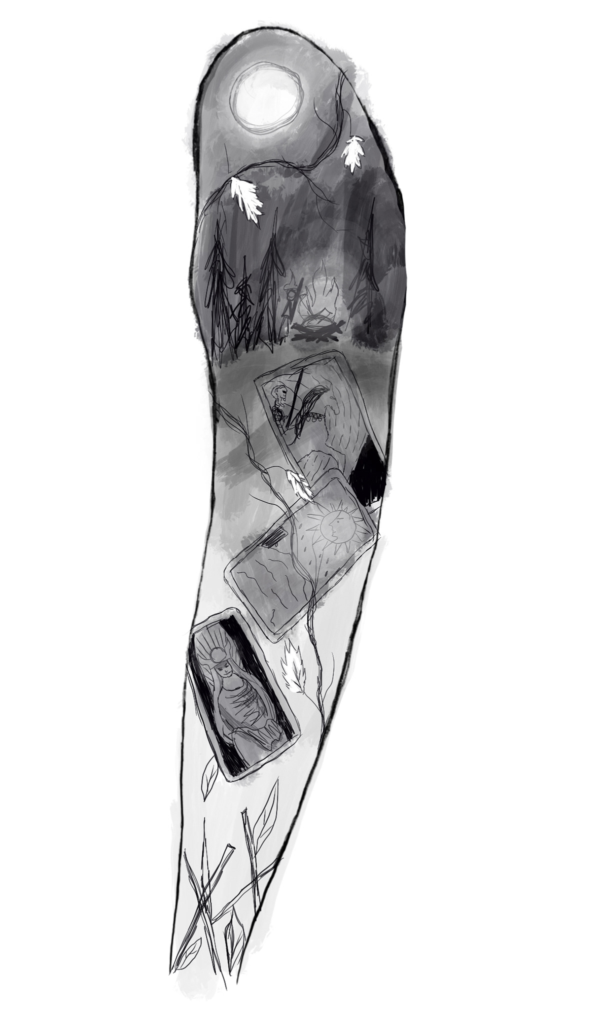 Tattoo Sleeve Layout (For Thomas) -- Created using Procreate