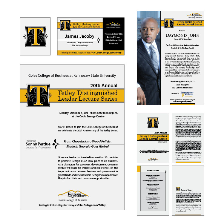 Tetley event branding (logo, digital ad, invite, flyer and program)