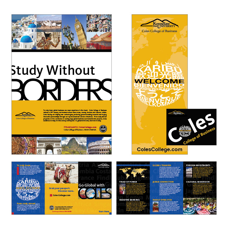 Study Without Borders' campaign (ad, trifold, banner and digital screen)