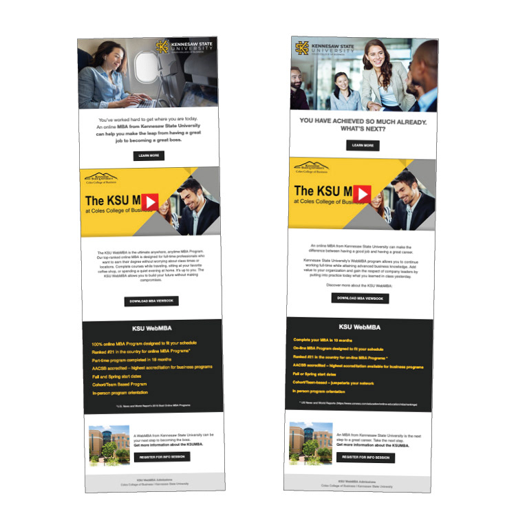 KSU MBA landing pages