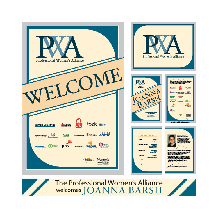 PWA event branding (poster, Digital signs, and program)