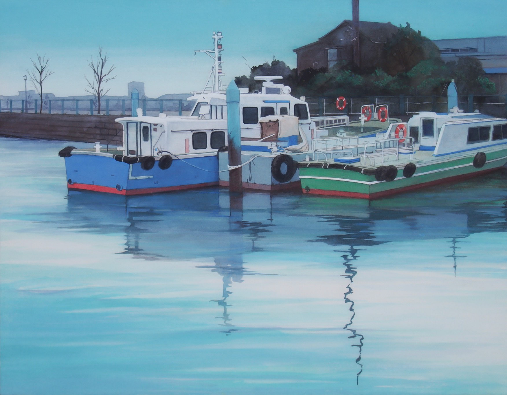 「港にて」 2019/318×410mm/絹本彩色