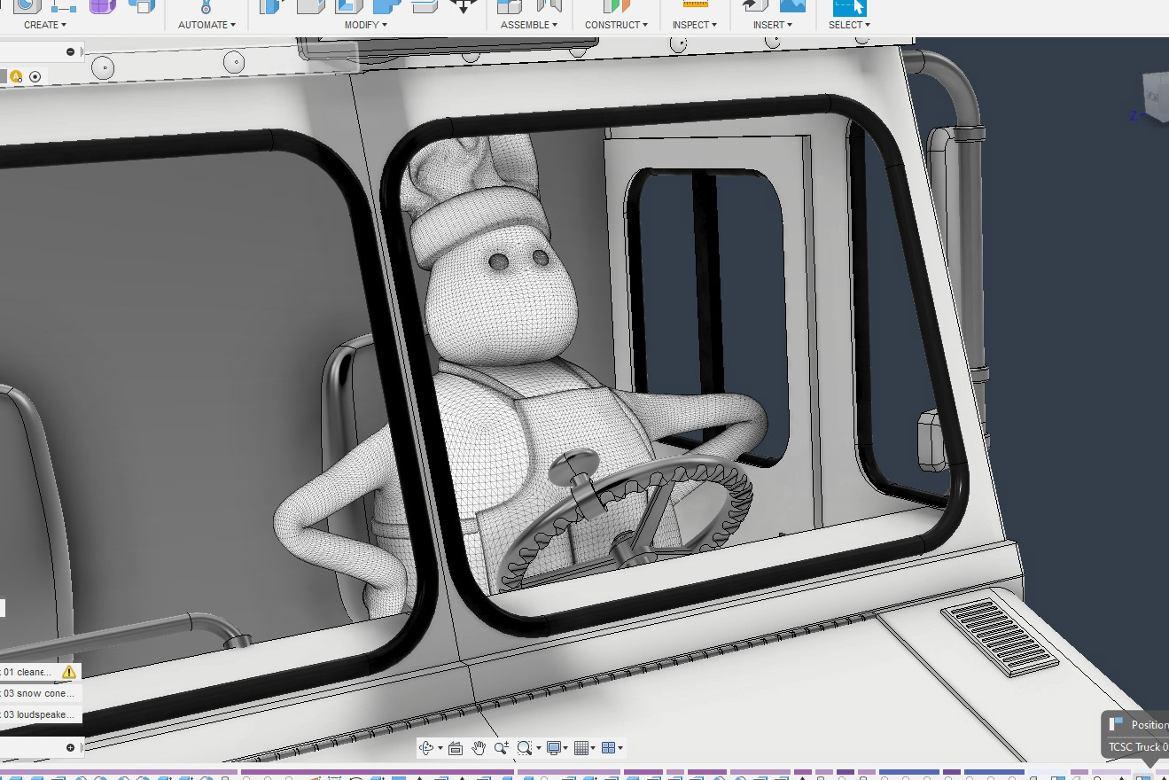 Chef model used as reference to properly layout cab interior.