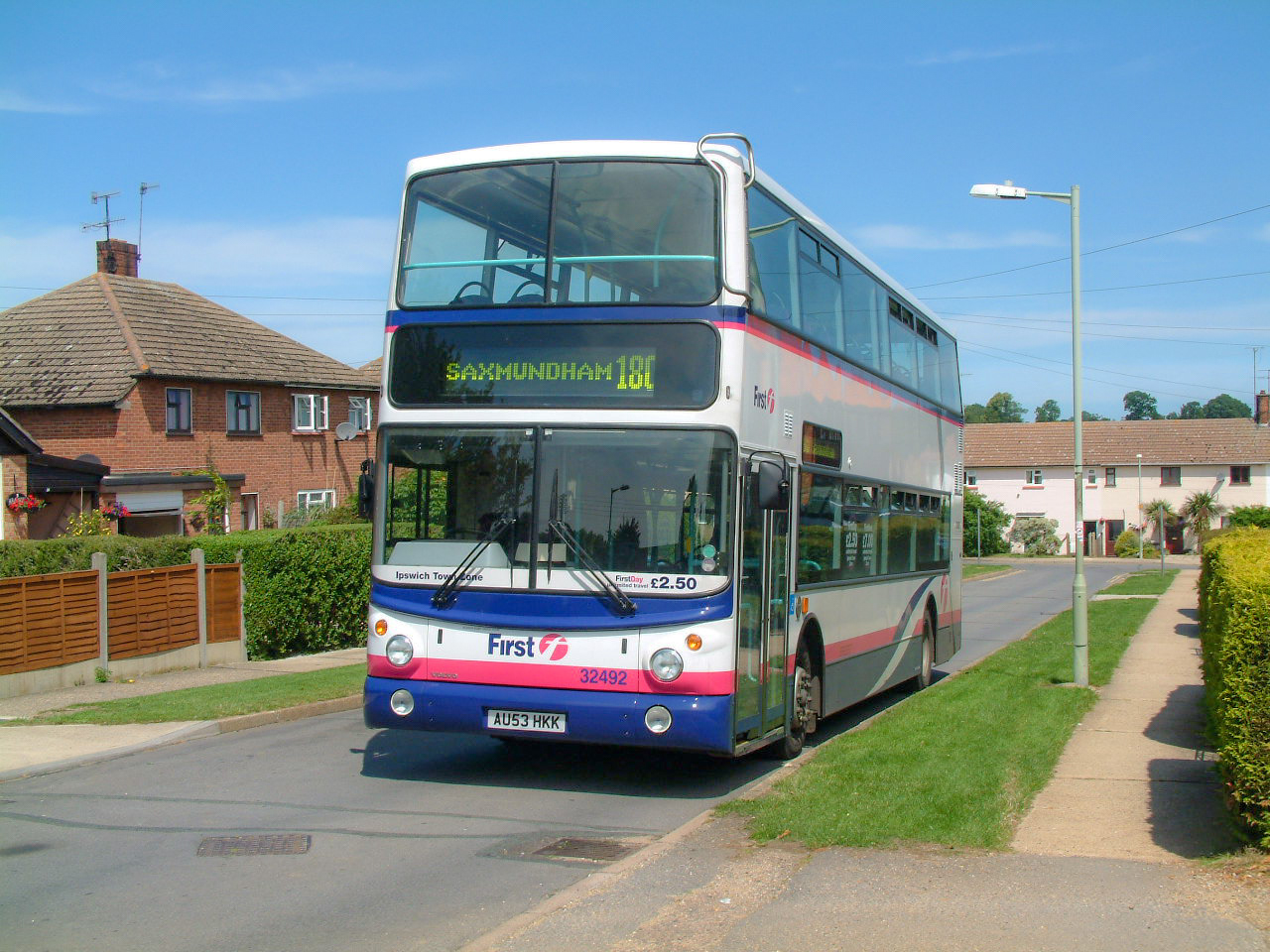 First Eastern Counties 32492 (AU53HKK) Saxmundham 7th July 2004