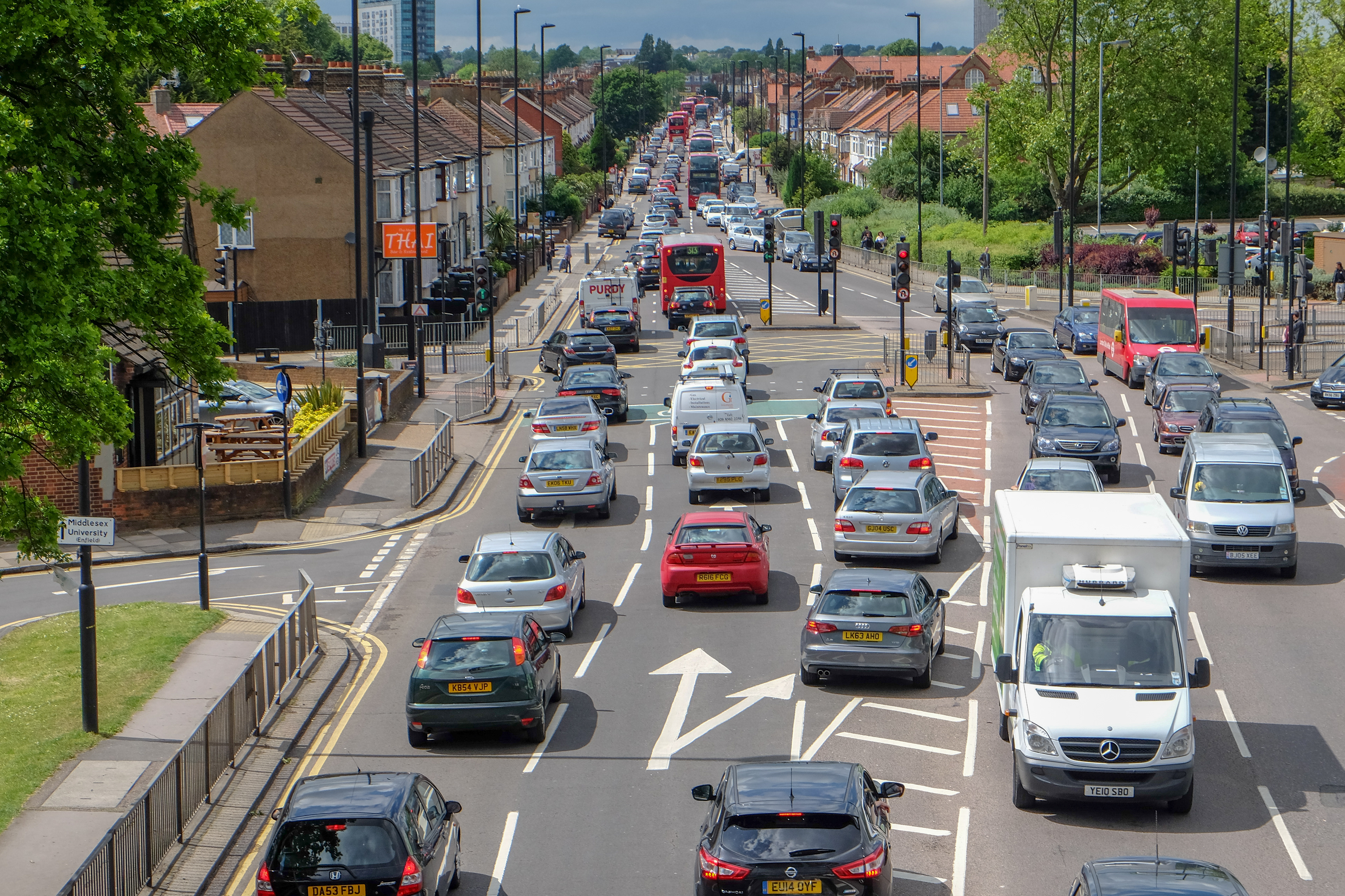 Heavy traffic on Southbury Road, Enfield 24th May 2014