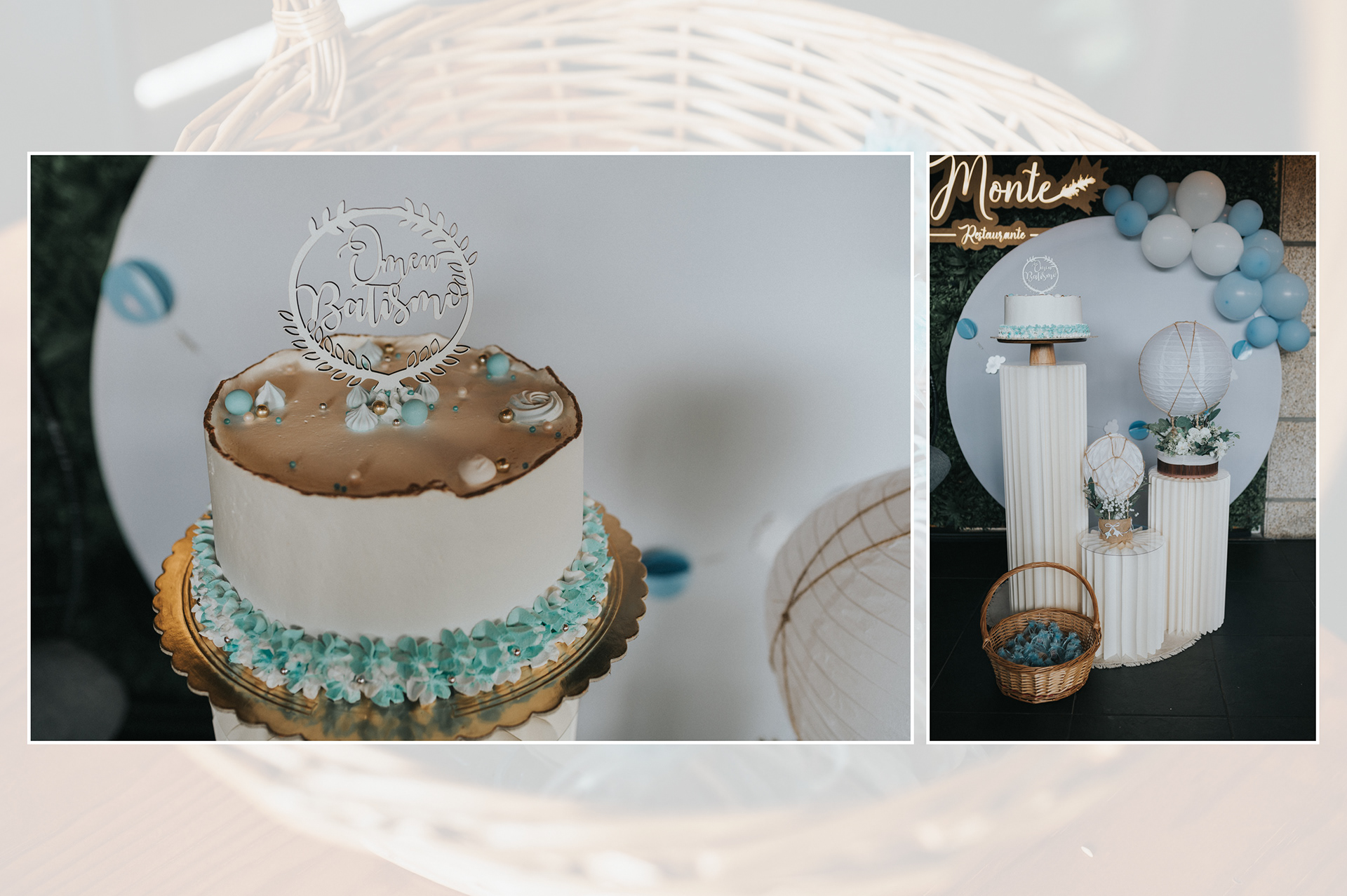 bolo de batizado no restaurante
