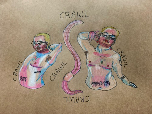 Inside Voice, colored pencil and ink on kraft paper