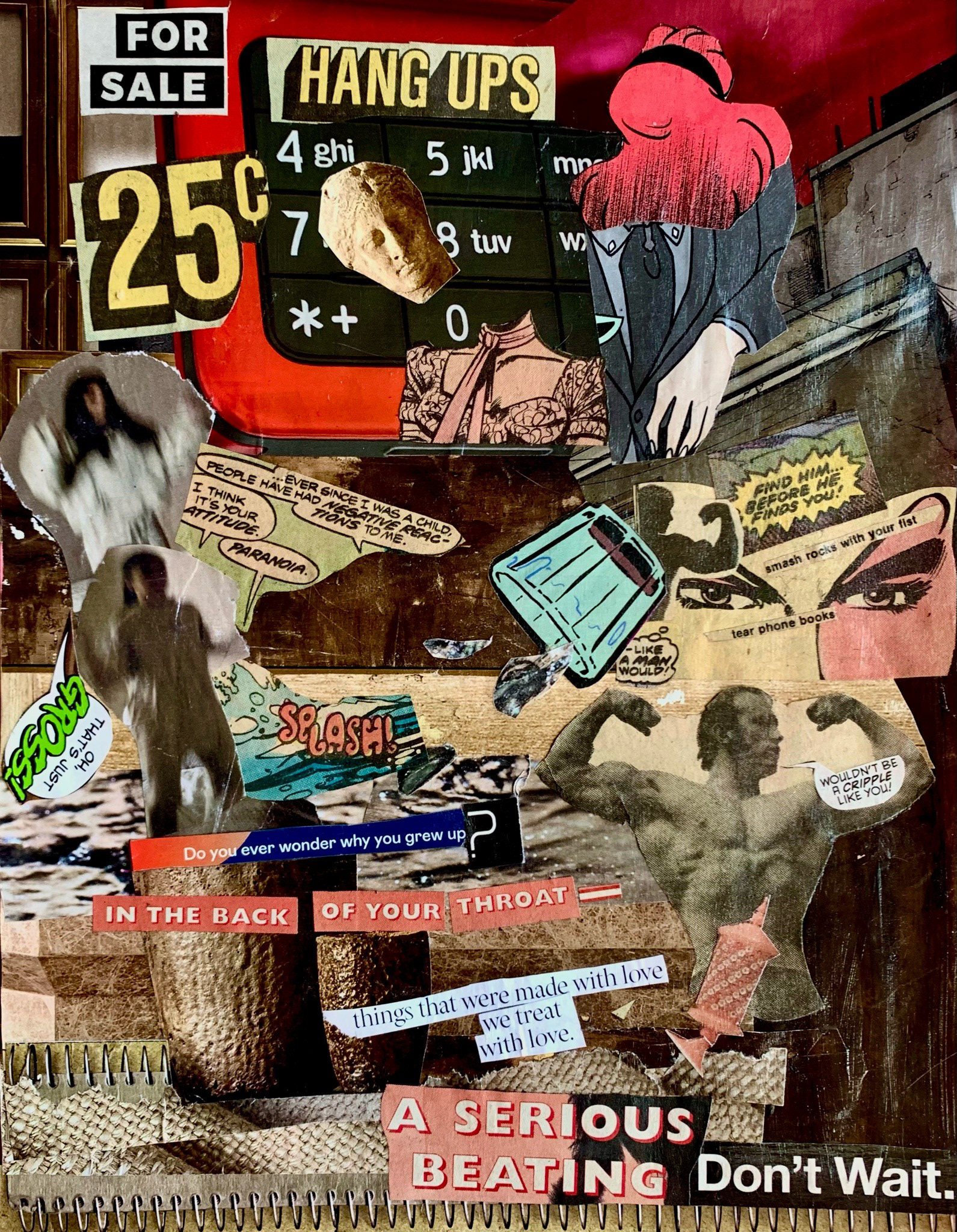 OFF THE HOOK, mixed paper media, 8x10"