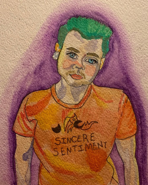 Self w/ sincerity, watercolor and ink