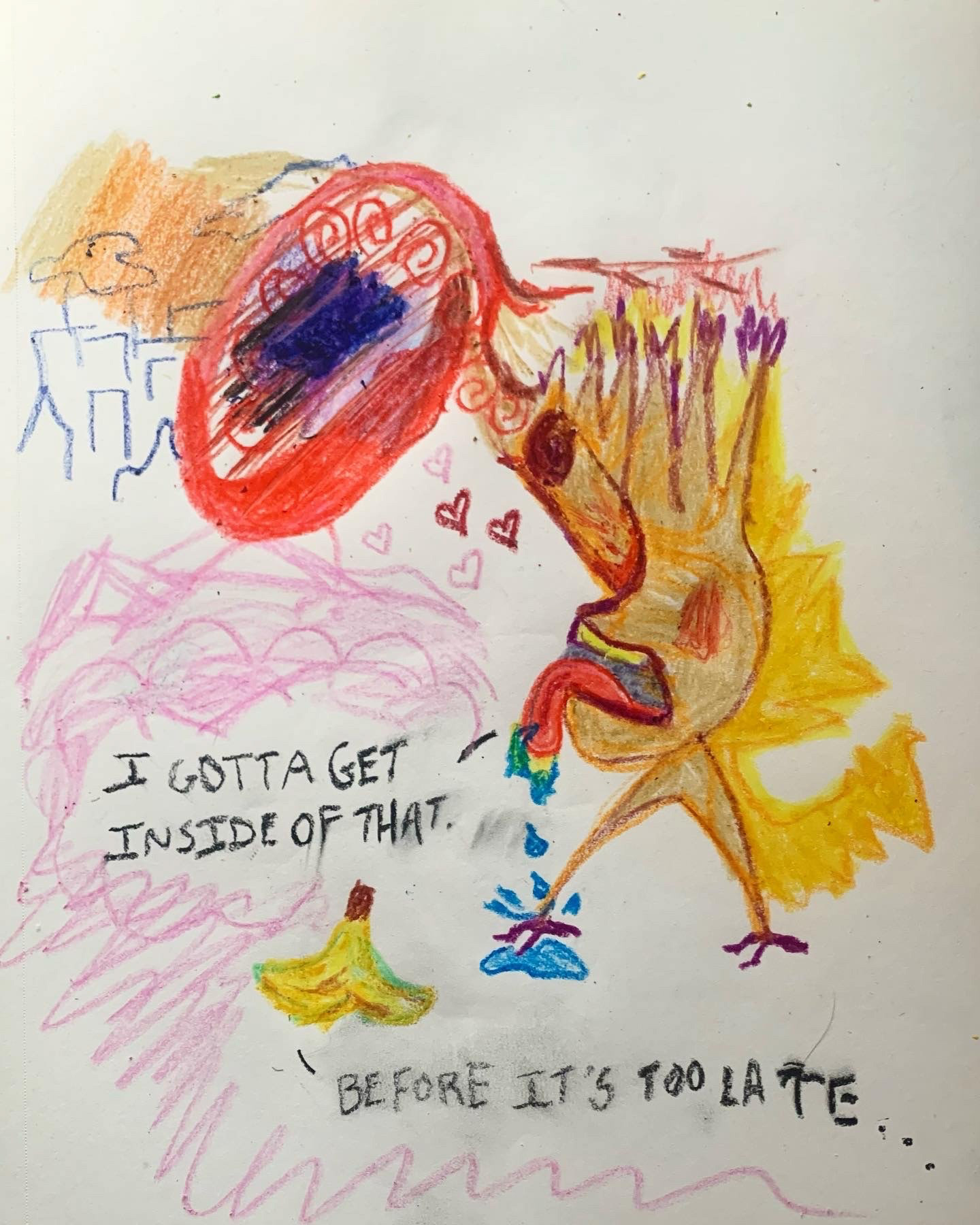 SUNK COST FALLACY PREQUEL, crayon on sketchbook paper