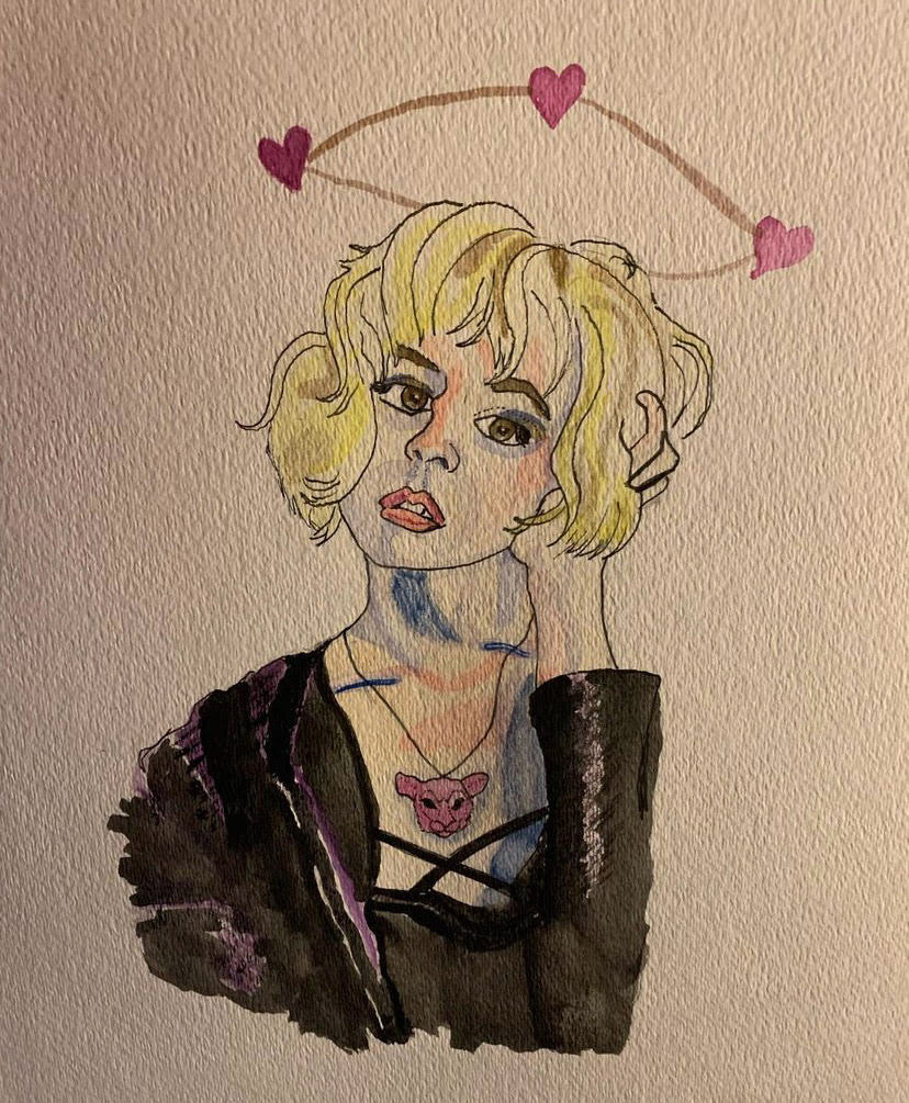 Anemone, watercolor and ink