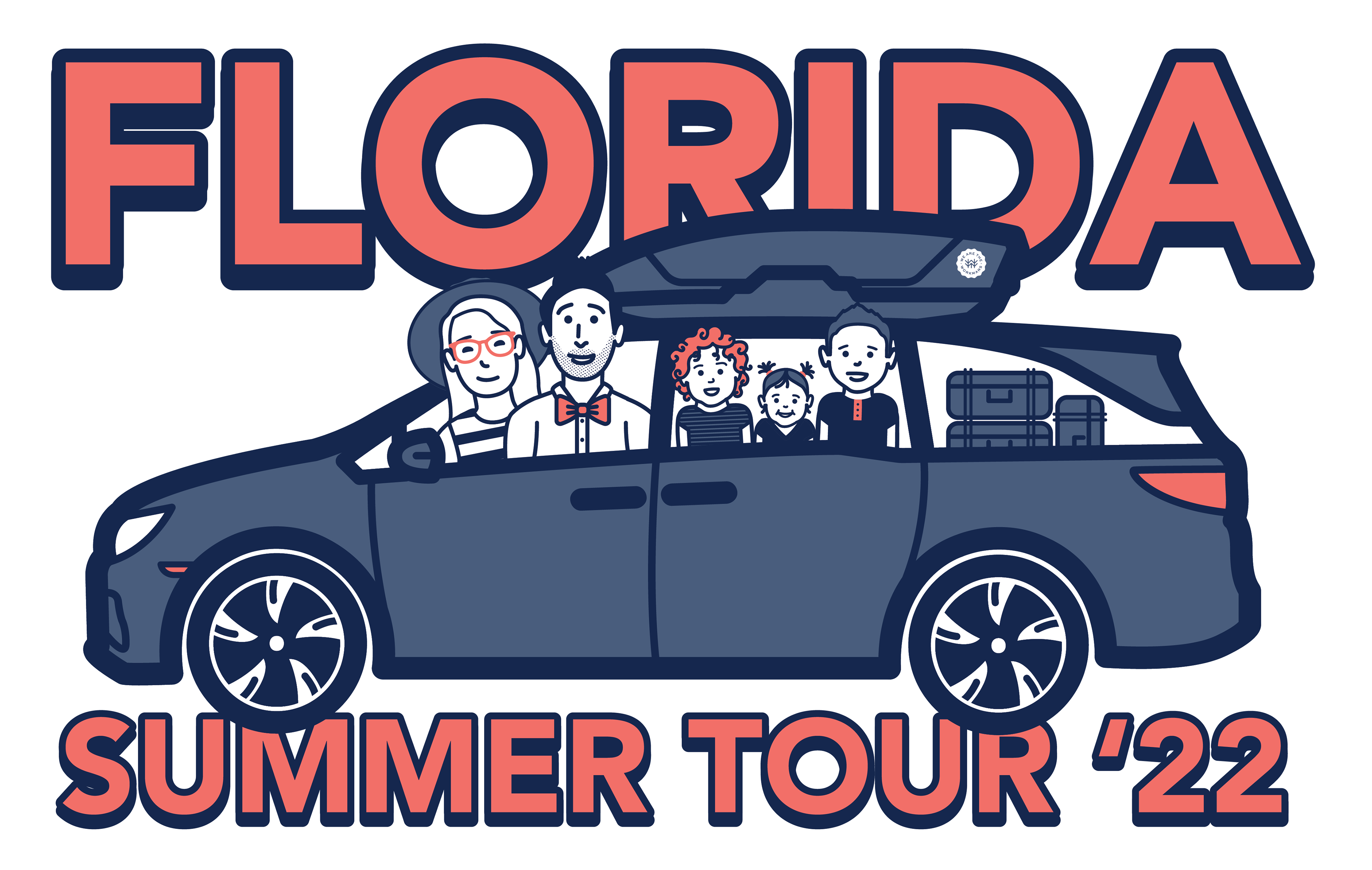 Create a lock-up of the family icons in the van to advertise the family going on their Summer Tour.