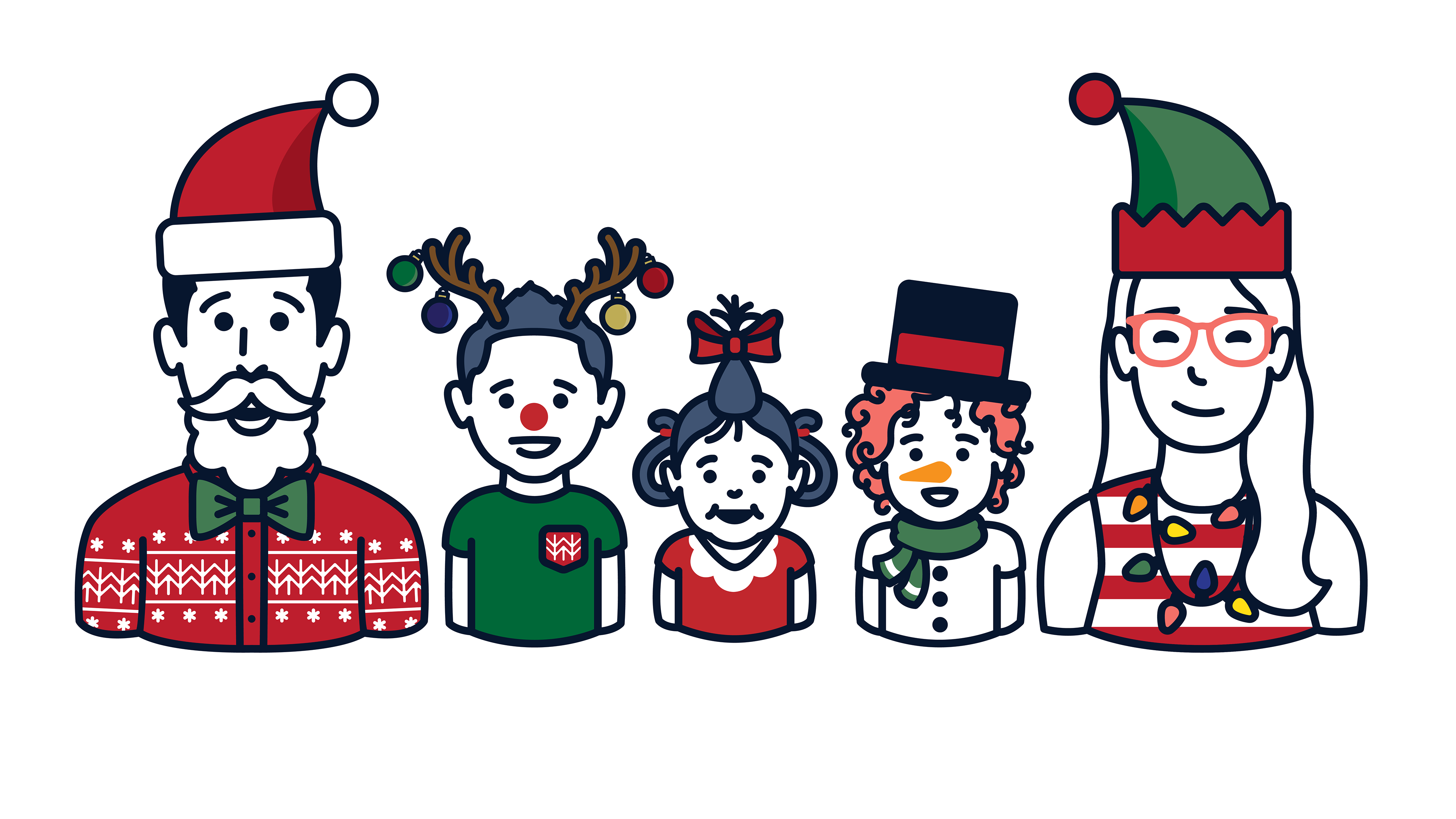 Take the updated family icons and make them Christmas themed.