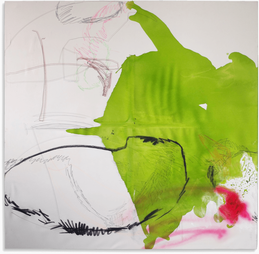 Antonia: 1,70 × 1,80 m, Bleistift, Kohle Filzstift, Öl und Tusche auf Leinwand