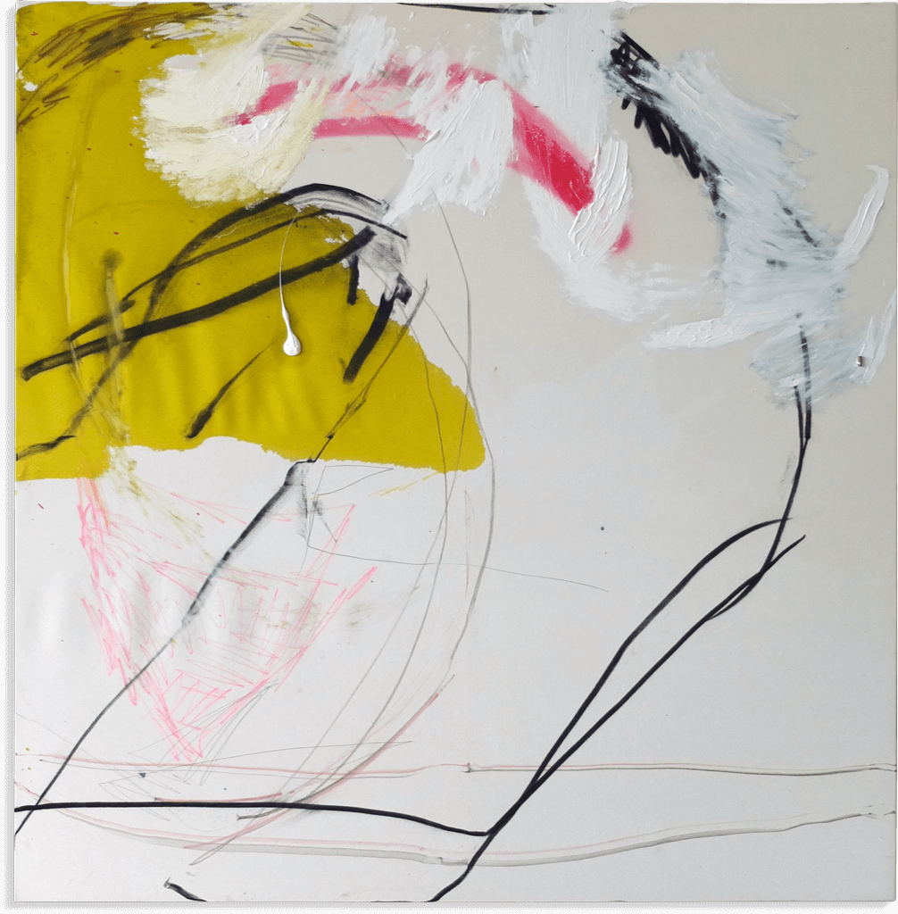 Ginster 02: 1,30 × 1,40 m, Bleistift, Kohle Filzstift, Öl und Tusche auf Leinwand