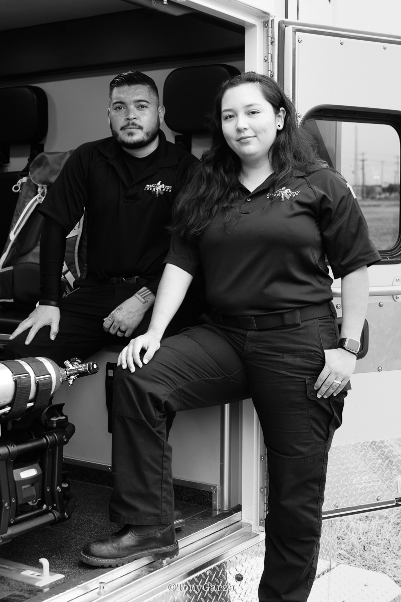 A. Cuellar, Paramedic, with 8 year's of EMS service and J. Cuellar, AEMT, with 7 year's of EMS service.