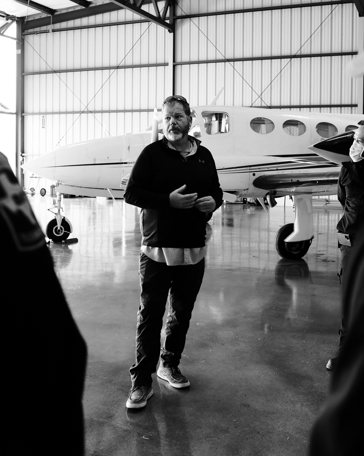 Scott, Paramedic and Flight Director, speaks to the group of flight medics about the future of the flight program