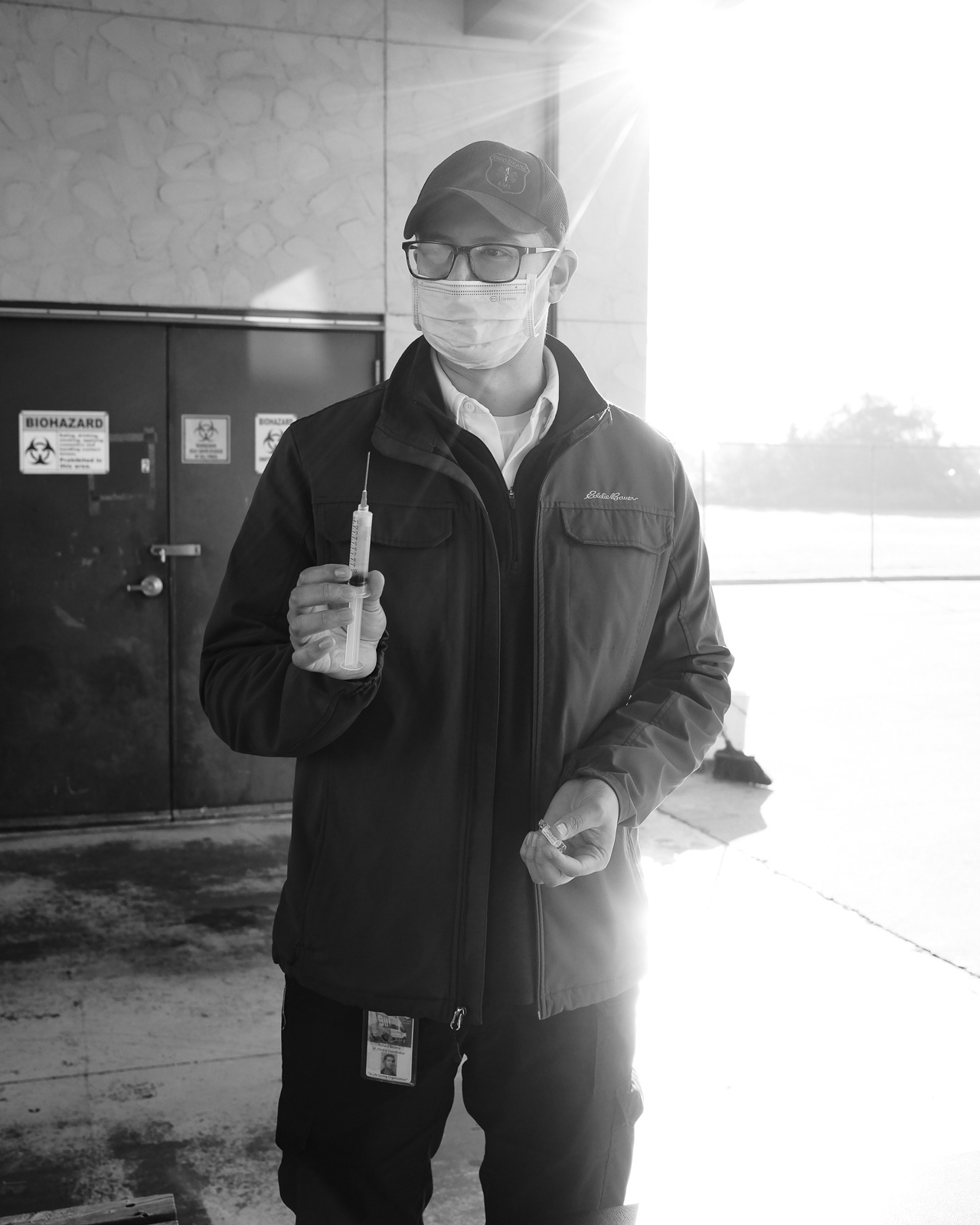Richard holds a quick training demonstration before medics go into the field. This training is how to convert Epi 1:1 to 1:10.