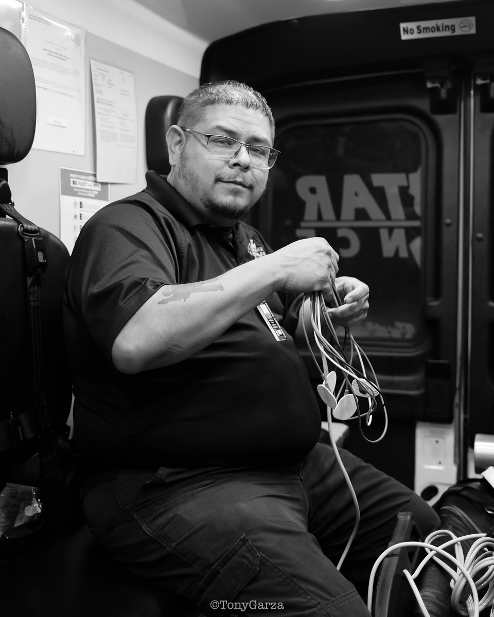 A. Ybarra, EMT, with 10 years of EMS service.