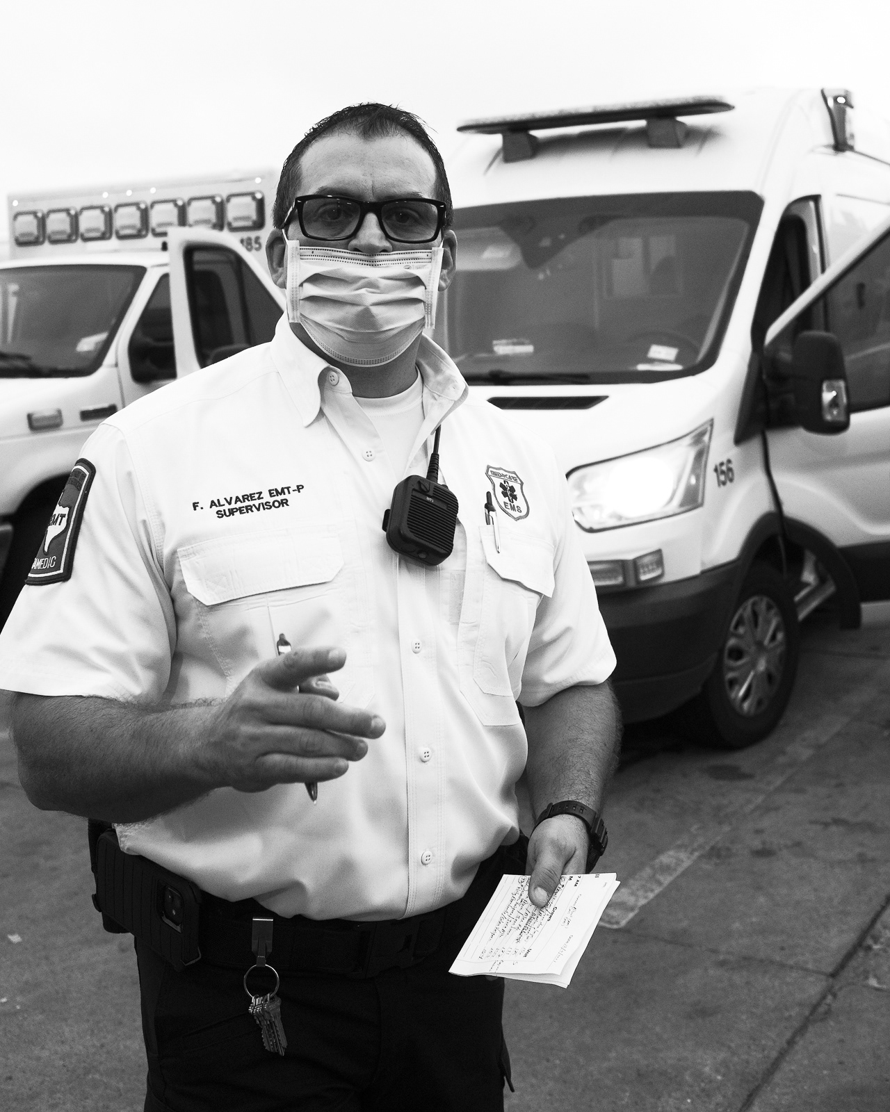 F. Alvarez, Paramedic and Supervisor, managing the trucks in the beginning of C-shift.