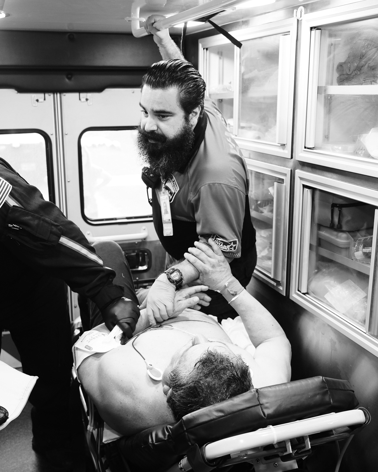 AMS pt required a person or two to hold him down to help him.