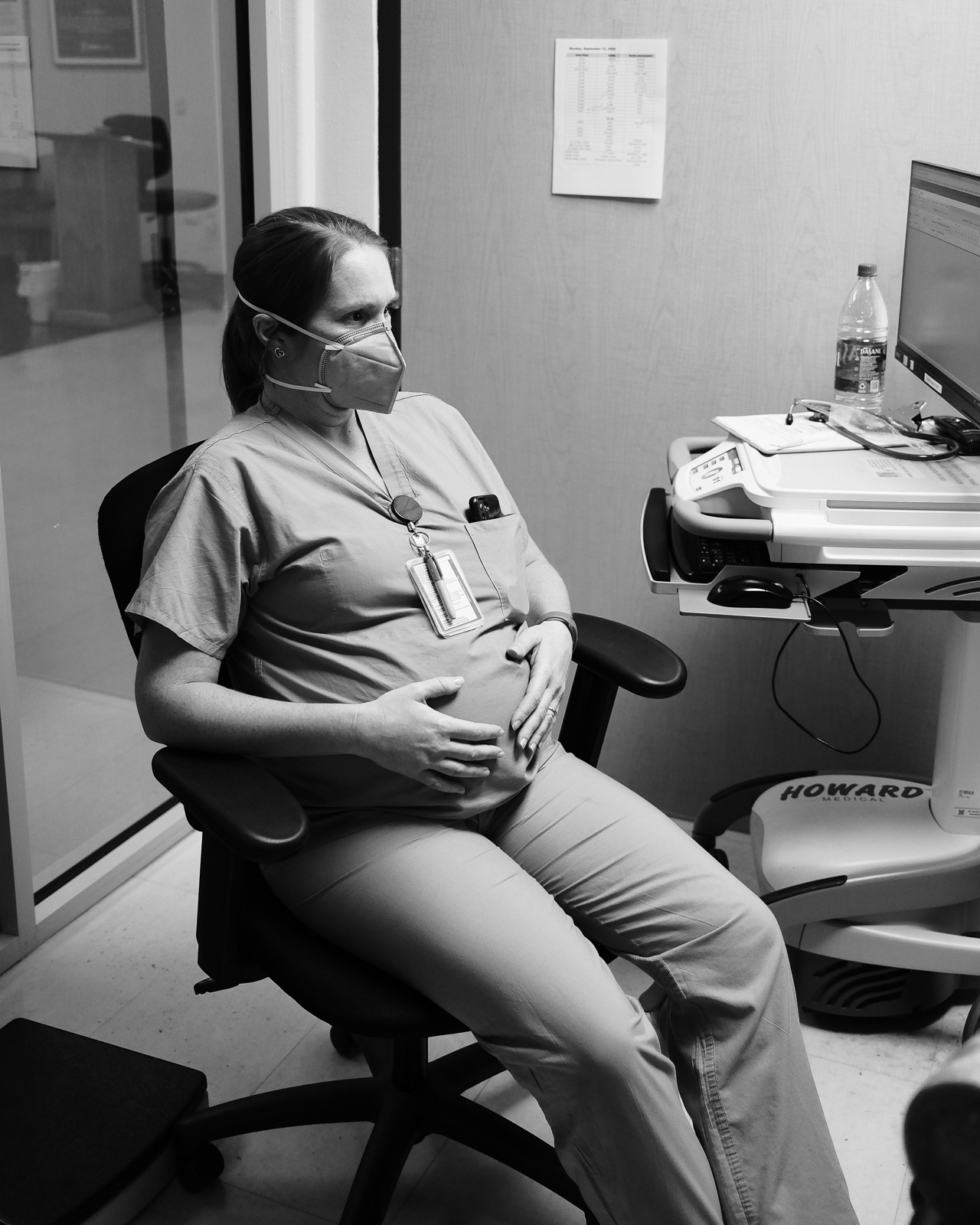 Nurse Merrie working during her pregnancy. 4 more weeks before she takes her maternity leave.