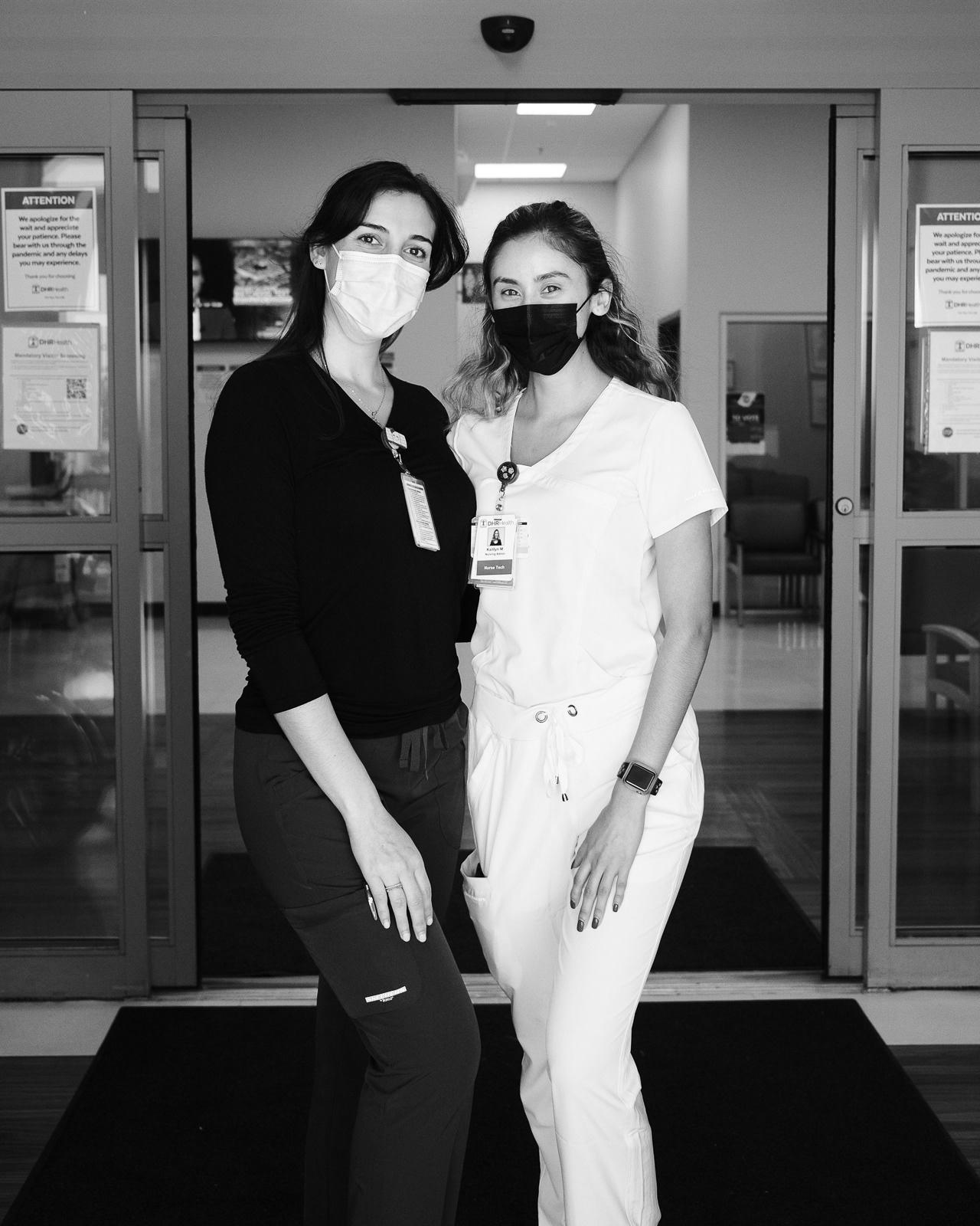 Nurse Techs now, RNs later: Bianca (left) and Kaitlyn (right) working at DHR as they finish Nursing School.