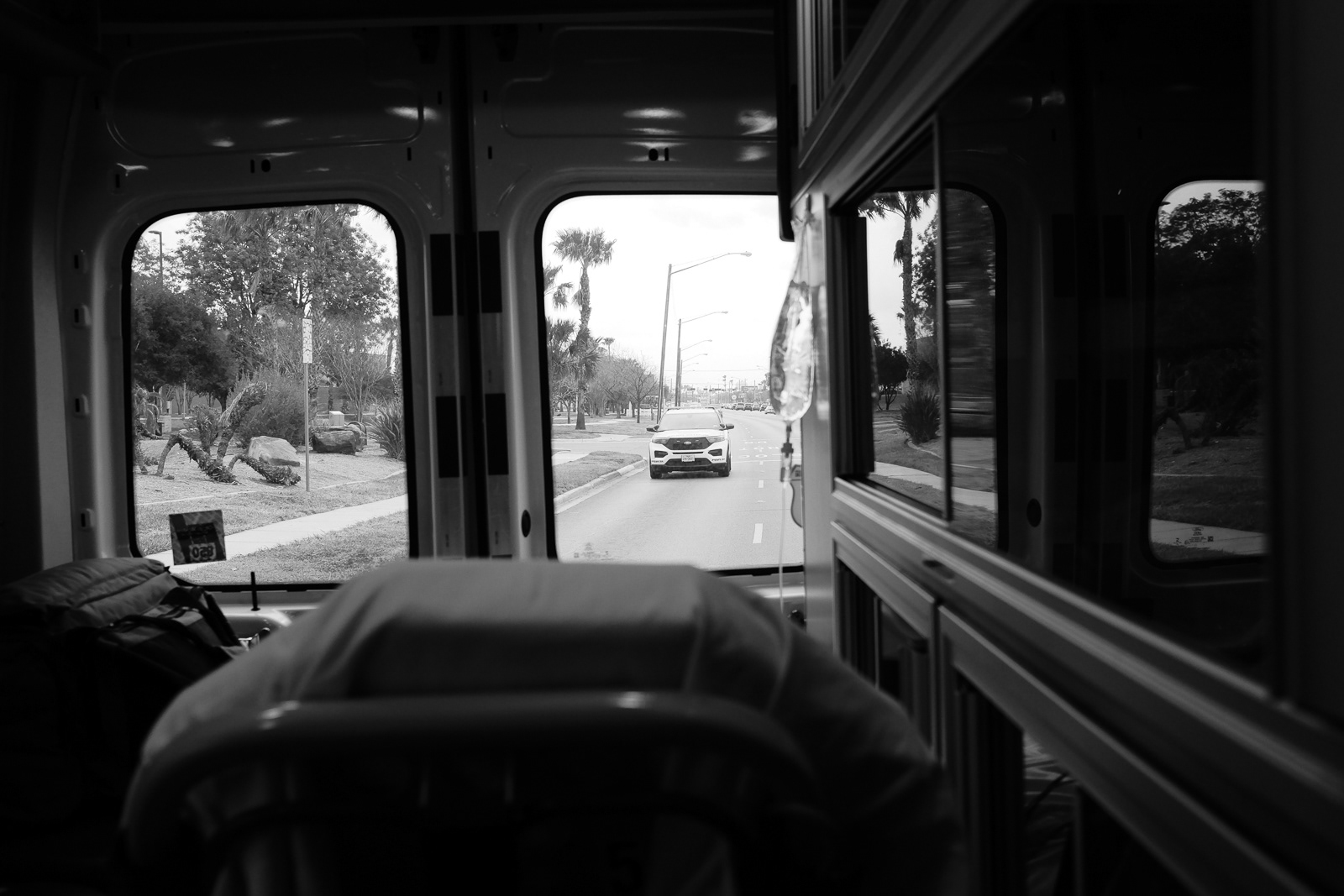 Police escort to the hospital.