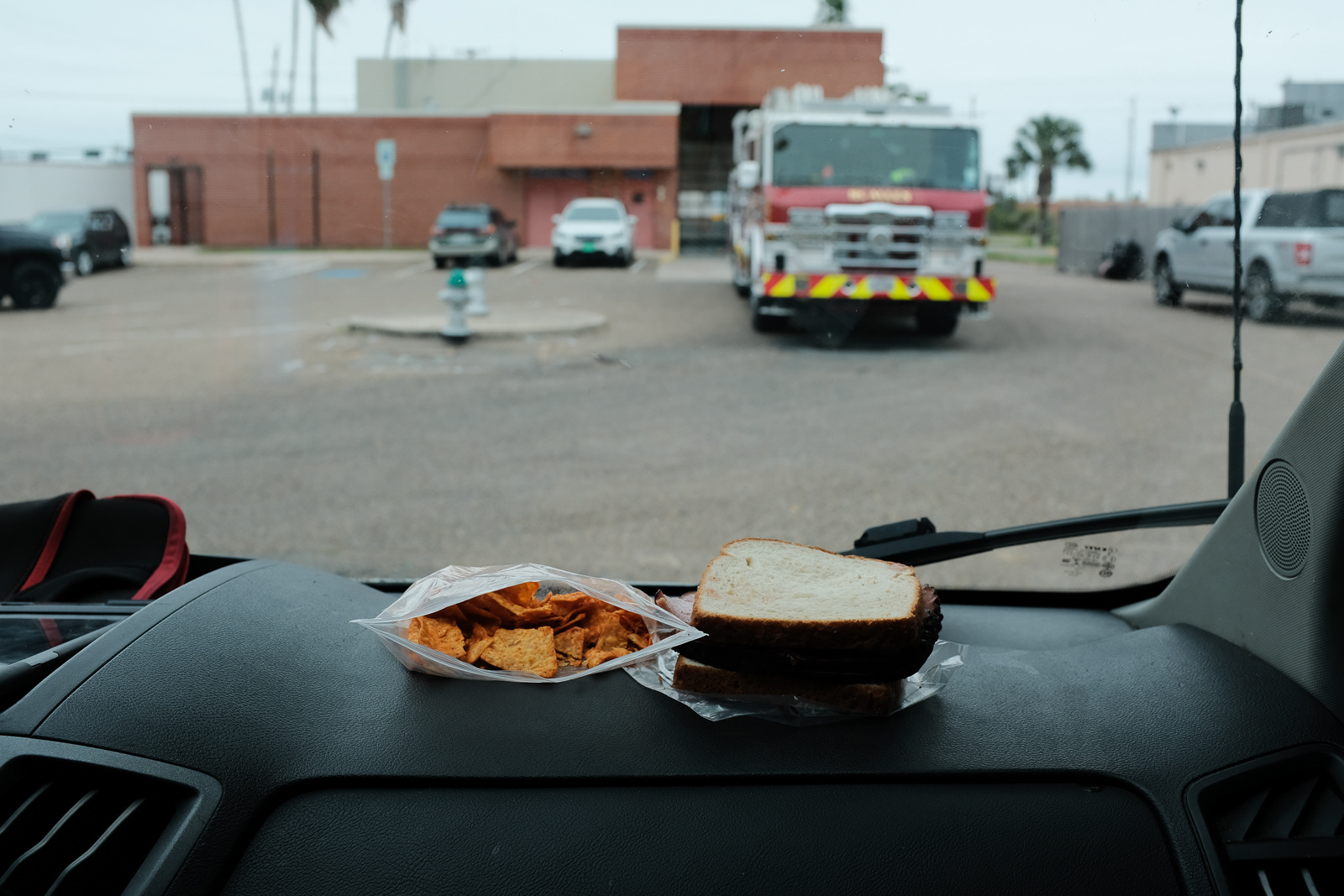 Posting at McAllen Fire station 5, having my lunch (Thanksgiving left overs) in the unit because we’re not welcomed inside by FD.