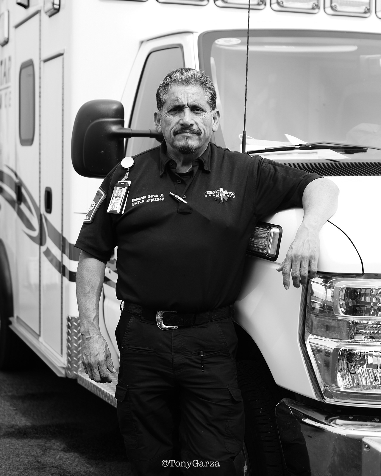 B. Garza Jr, Paramedic, with 19 years of EMS service.