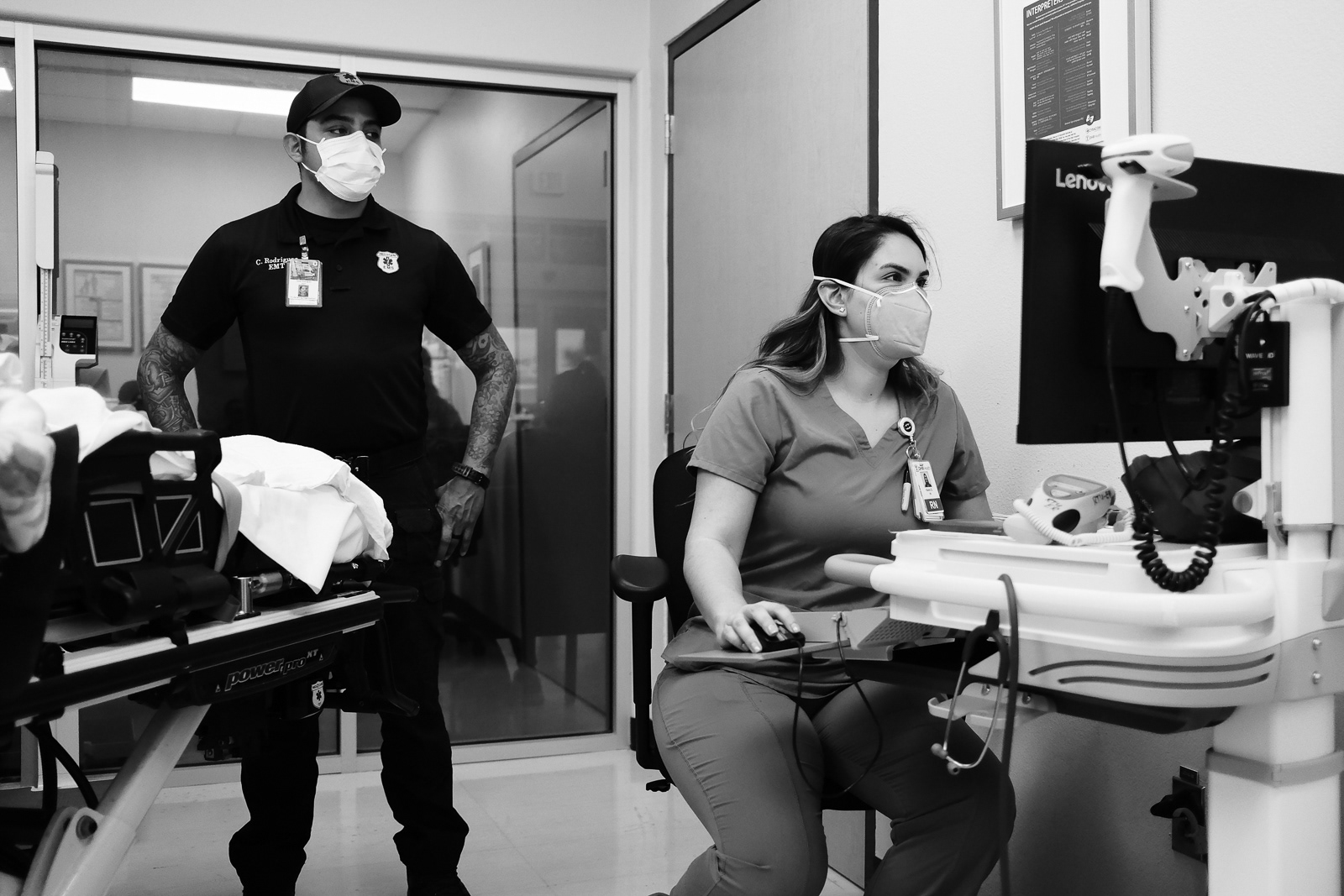 Nurse Keira, RN, triages patients into the system based on the severity.