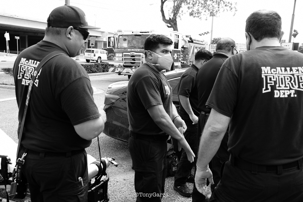 Firefighters standing by once patient care transferred to the higher level of care, MICU-Paramedic level.