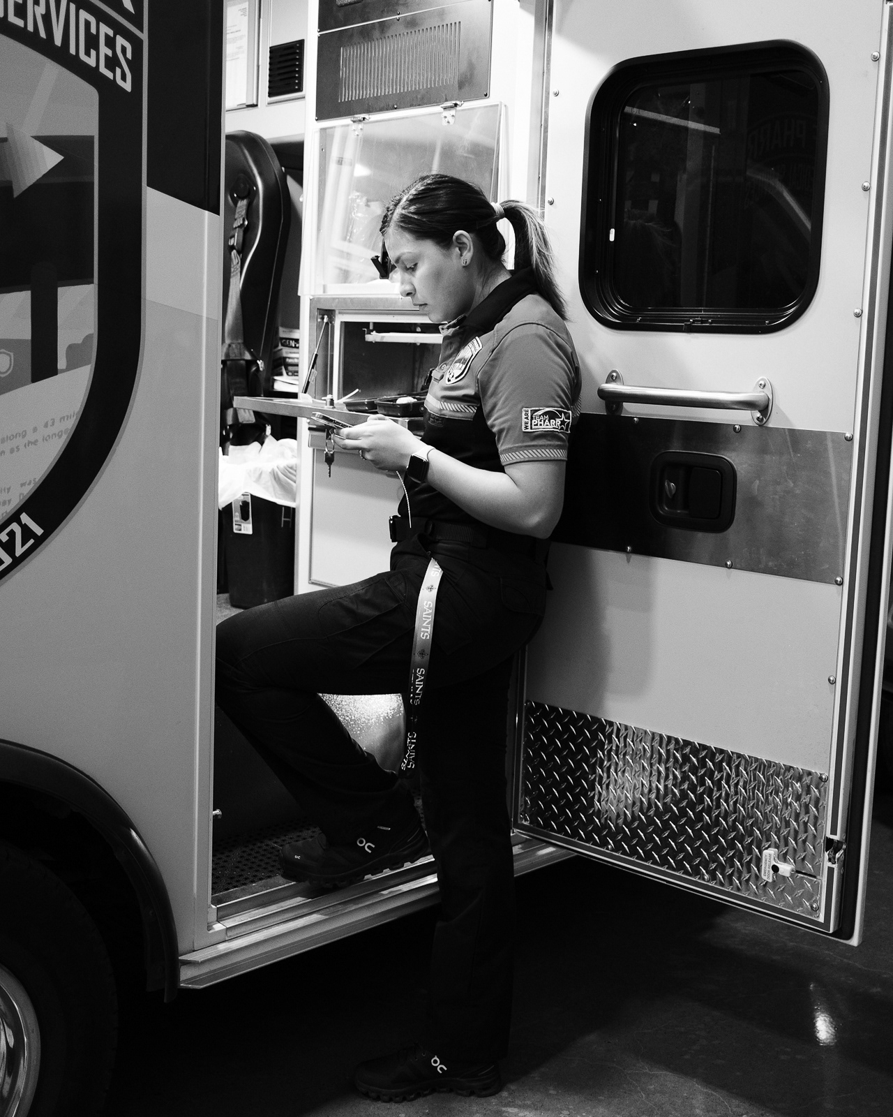 Gaby checking off the narcs as she takes over the night shift.