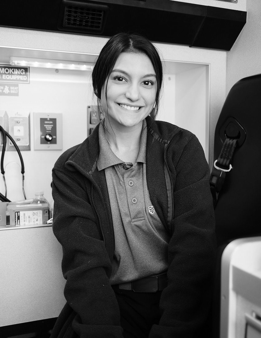 EMT Student Ariel on her second ambulance ride out.