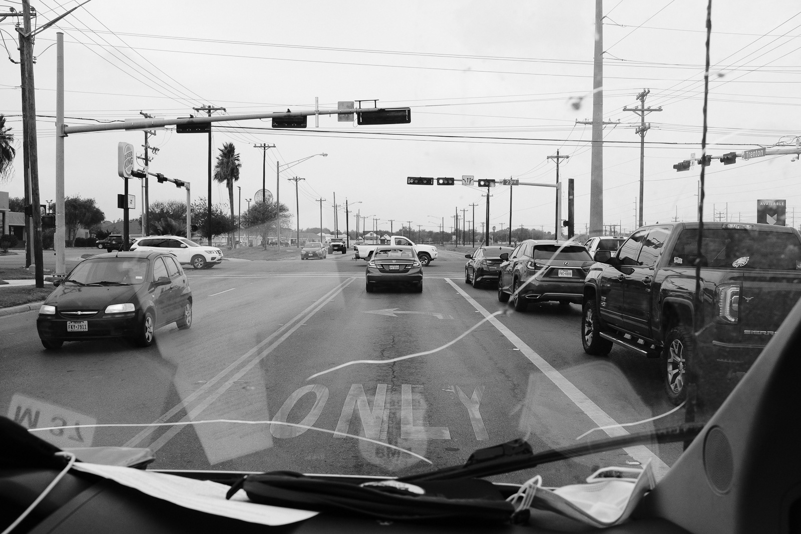 Coming up to the traffic light with lights and sirens on. Today is not the day we get hit.
