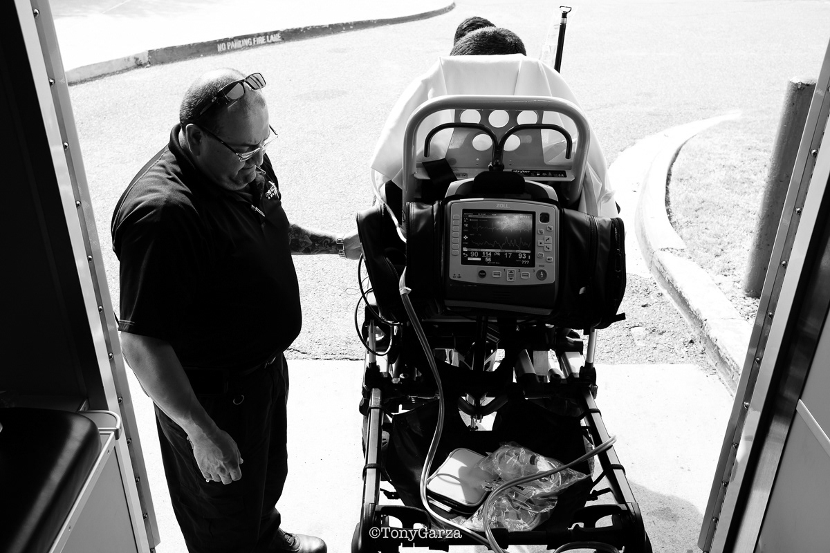 Arriving at the hospital.