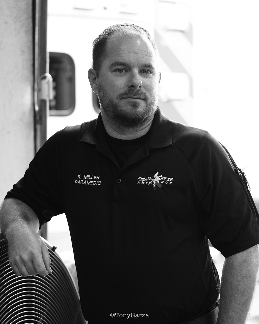 K. Miller, Paramedic, with 12 years of EMS service.