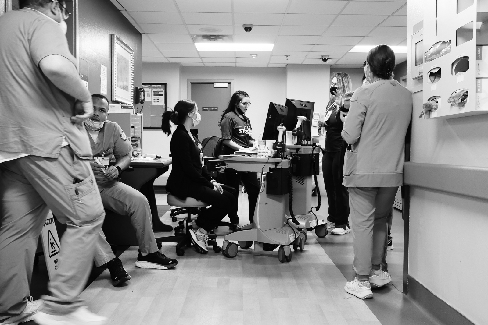 ER nurses and students gather at the end of shift and destress.