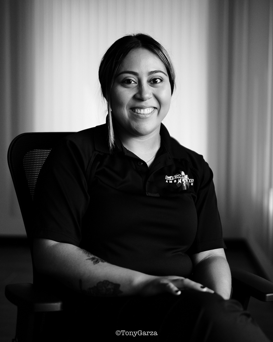 S. Lopez, EMT, with 9 year's of EMS service.