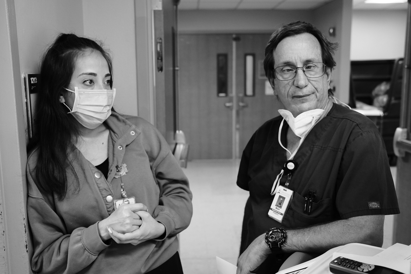 Charge nurses on shift change.