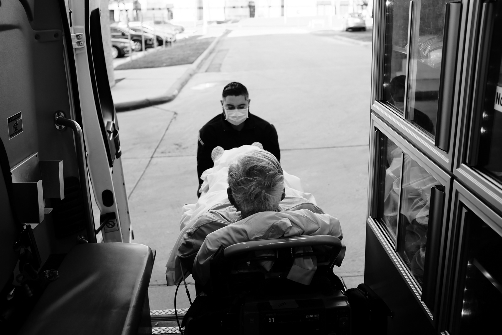 Arriving at the hospital, we off-load the patient.