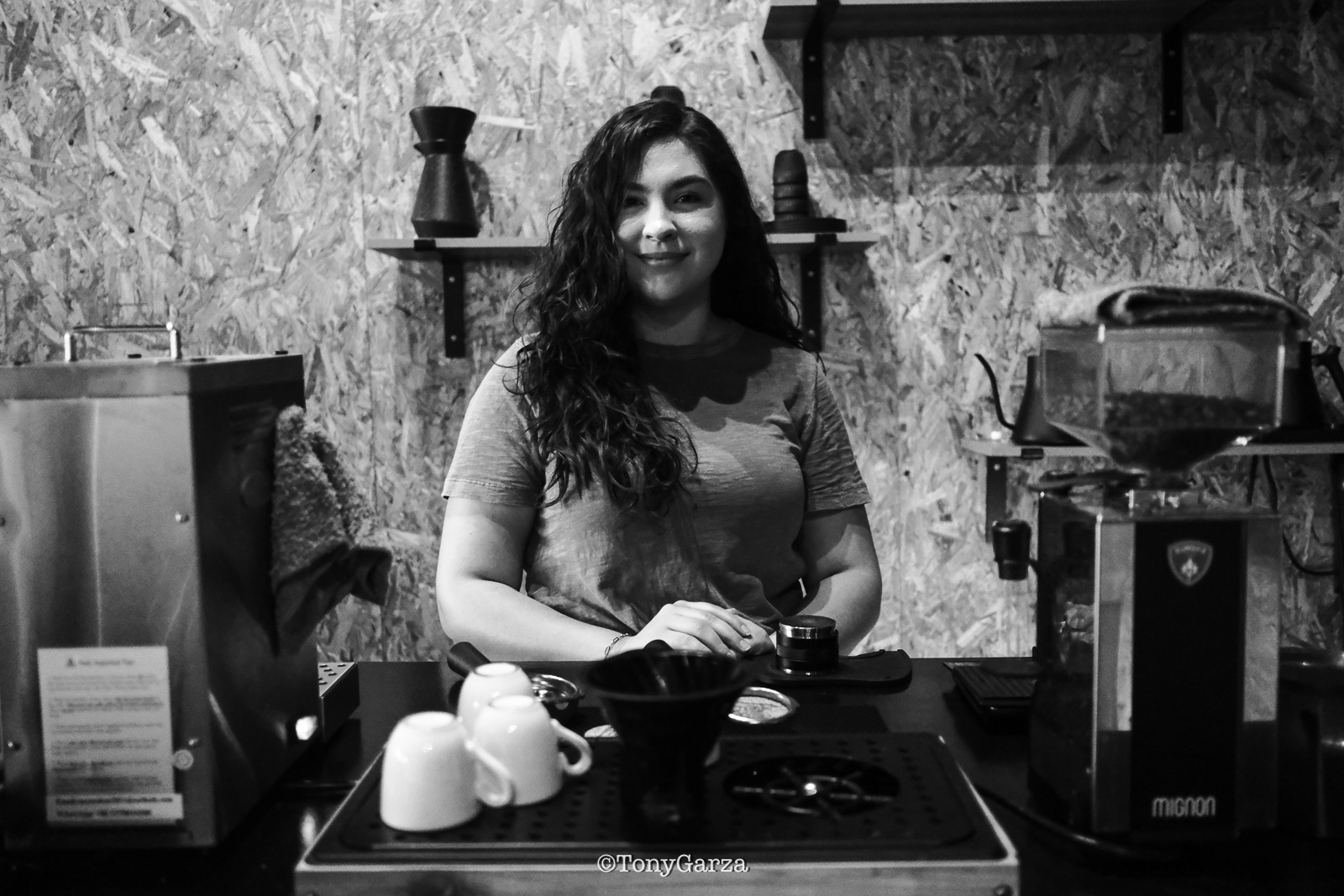 Barista Cristal making coffee at Solum Coffee Roasters