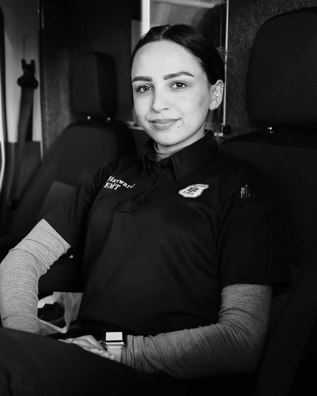 A. Hayward, EMT, with 3 years of service and 4 months away from completing paramedic school.